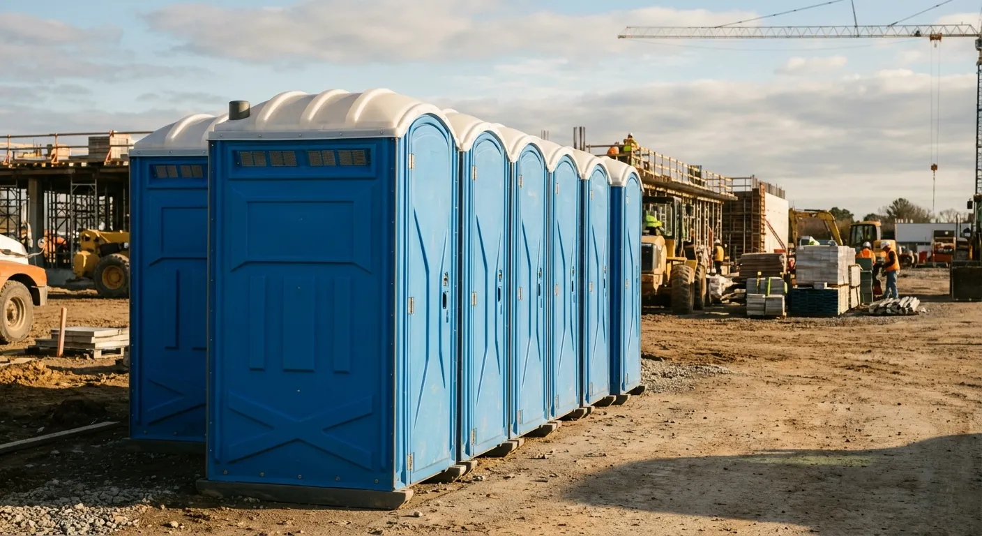 Luxury restroom trailer rental background in League City, TX
