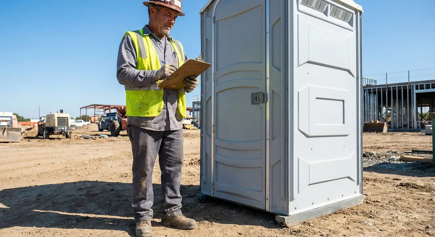 Portable toilet delivery truck ready for service in League City, TX