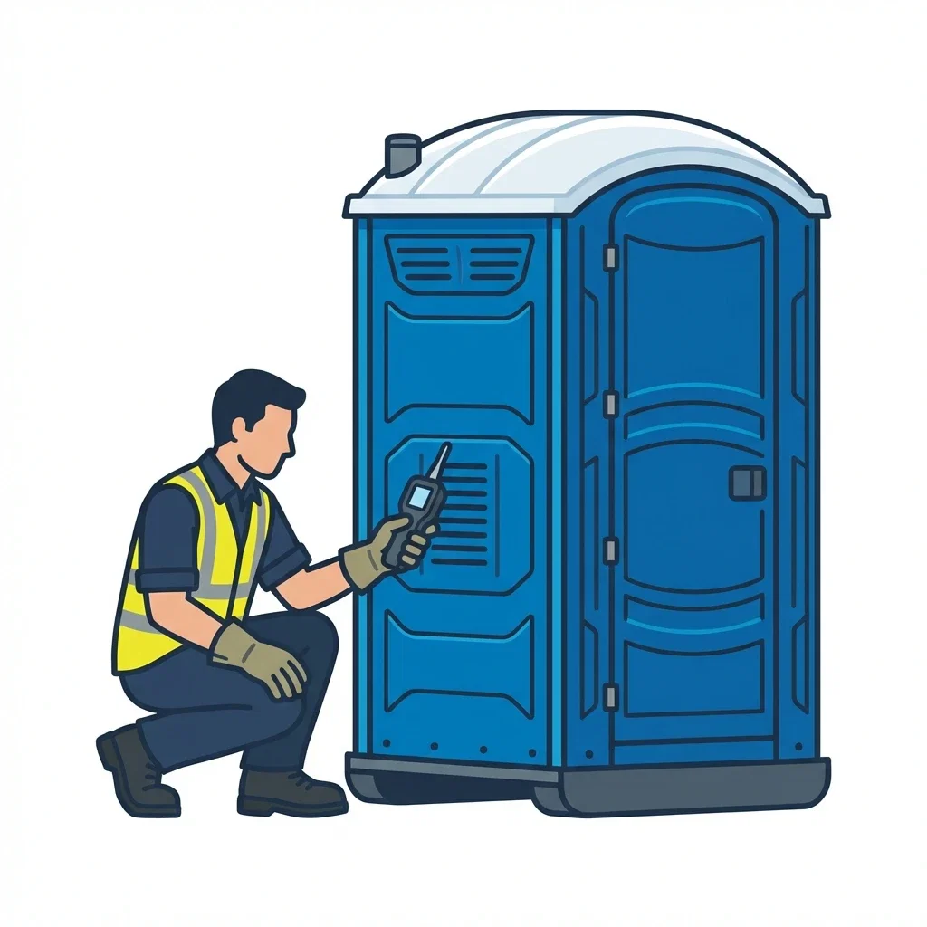 Infographic detailing causes of portable toilet odors in League City, TX