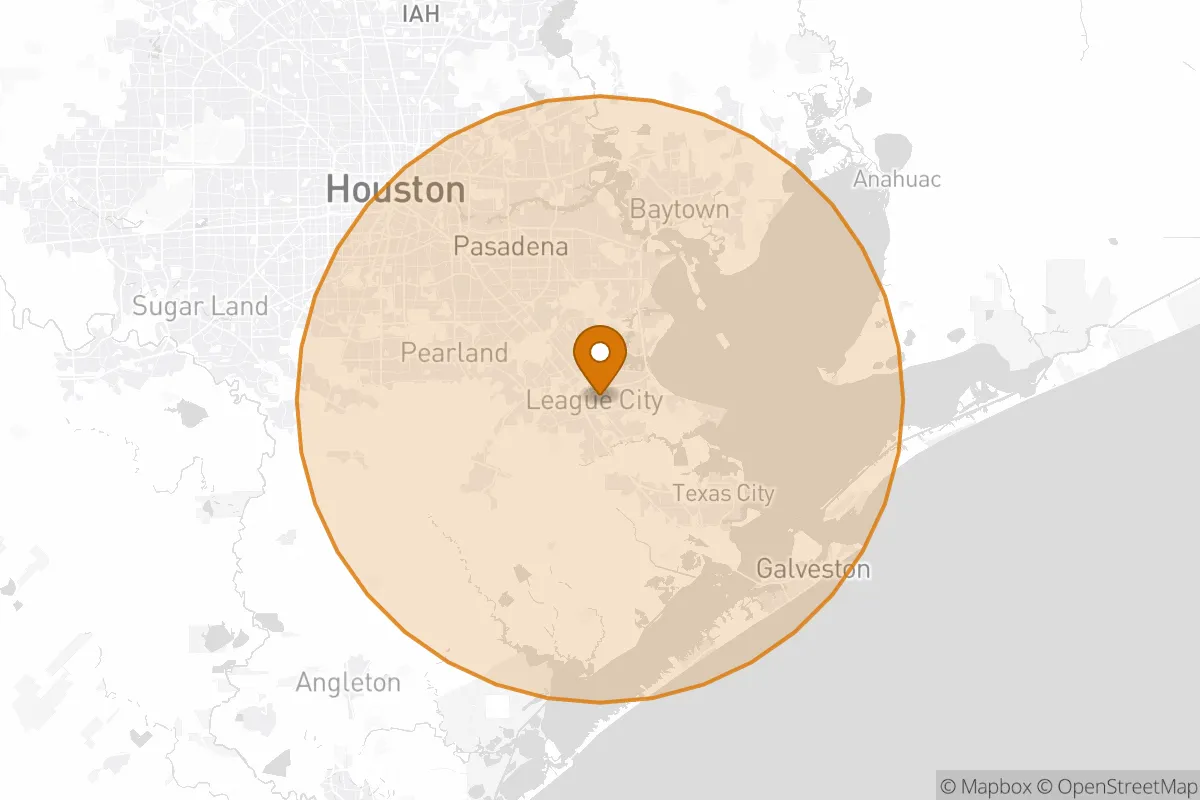 service area service area map in League City, TX